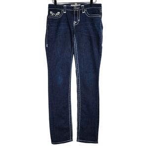 Big Star‎ Maddie Skinny Jeans Womens 27R Dark Wash Contrast Stitch Y2K Western